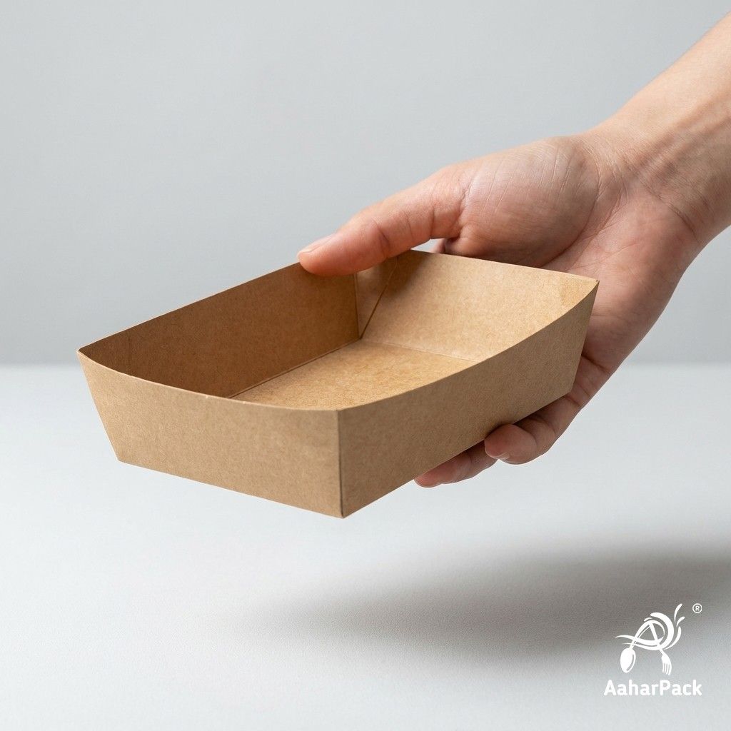 1000 ML Kraft Boat Paper Tray – Large Eco-Friendly Disposable Tray for Meals & Takeaway (Pack of 200 Pcs)