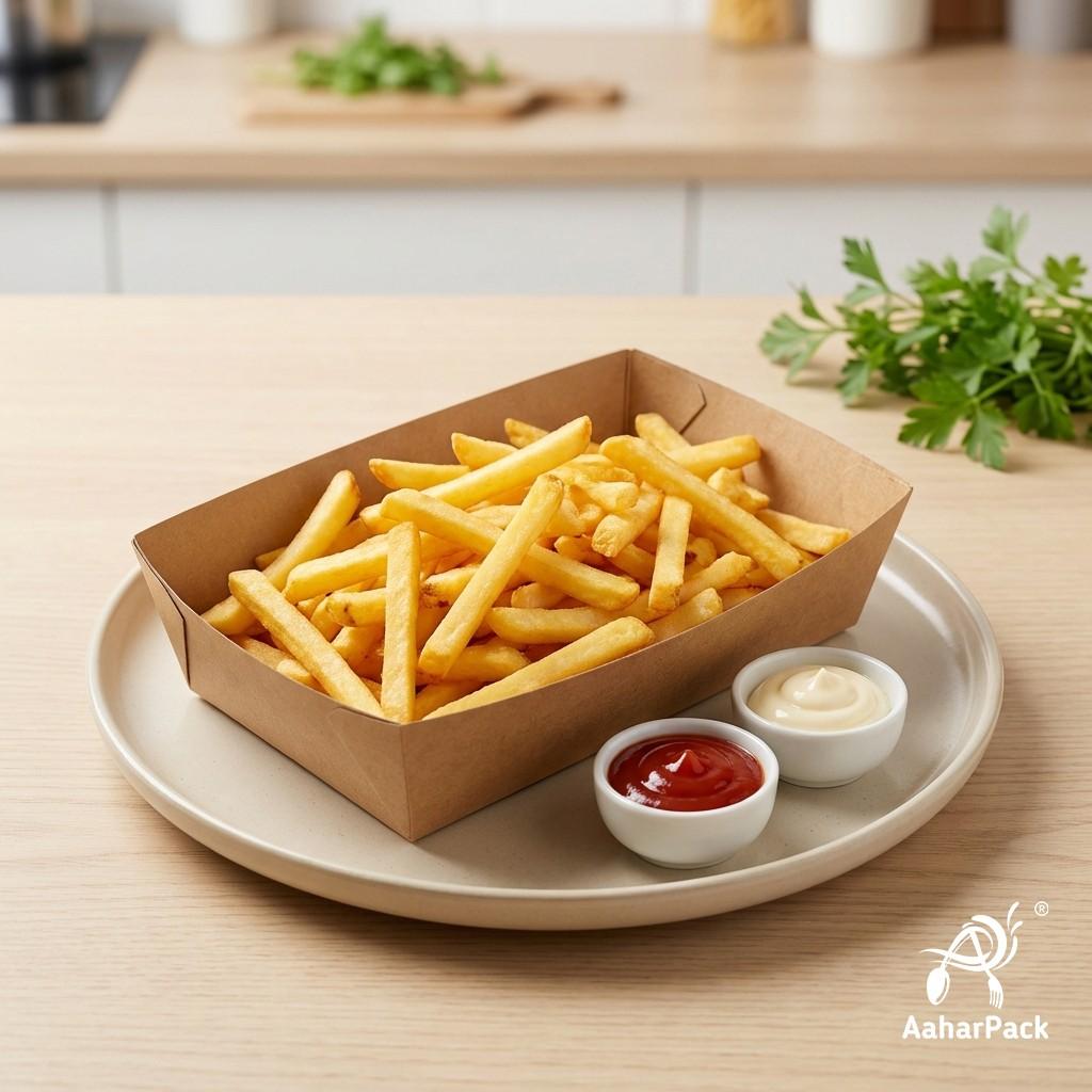 1000 ML Kraft Boat Paper Tray – Large Eco-Friendly Disposable Tray for Meals & Takeaway (Pack of 200 Pcs)