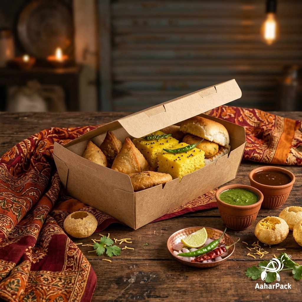 1200 ML Kraft Brown Paper Food Boxes (100 Pcs) - Large Eco-Friendly Takeaway Containers | Leak-Proof Packaging for Biryani & Meals