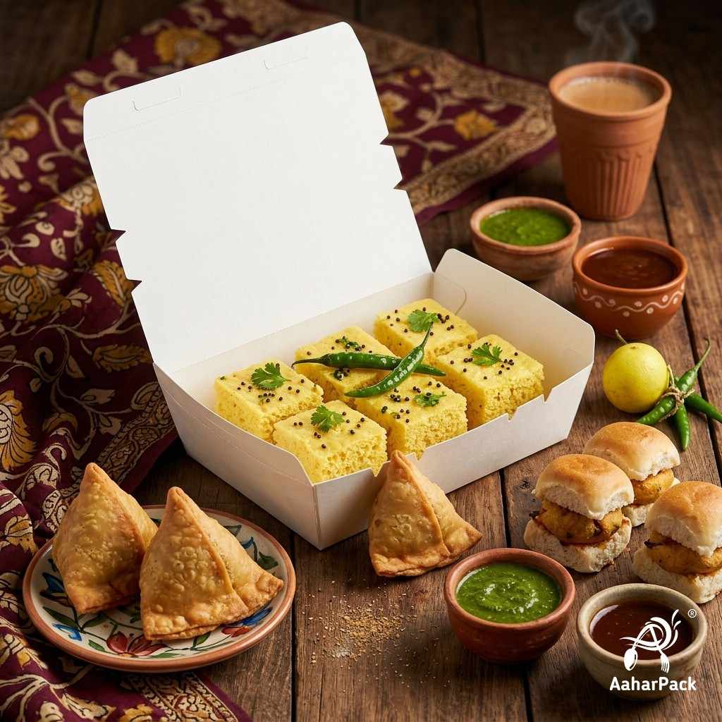 1200 ML White Paper Food Boxes (Pack of 100) - Large Leak-Proof Takeaway Containers | Disposable Fold-Top Meal Boxes