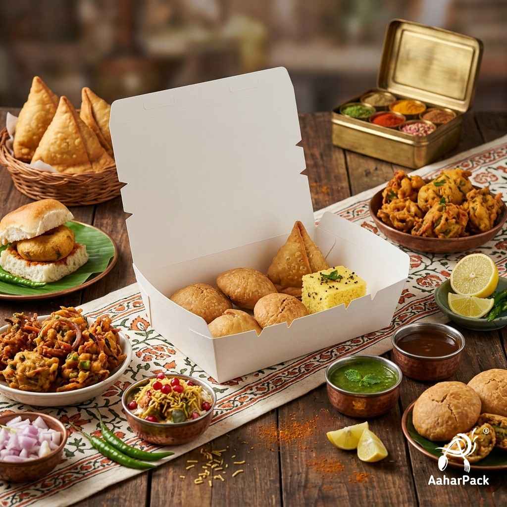 1200 ML White Paper Food Boxes (Pack of 100) - Large Leak-Proof Takeaway Containers | Disposable Fold-Top Meal Boxes
