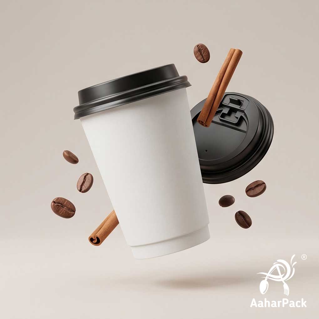 300 ML (10 oz) White Double Wall Paper Cups with Lockable Black Sipper Lids (Pack of 200) - Spill-Proof Insulated Takeaway Cups