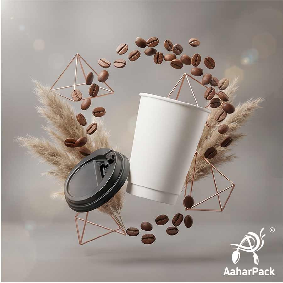 300 ML Long White Double Wall Paper Cups with Lockable Black Sipper Lids (Pack of 150) - Tall Spill-Proof Insulated Takeaway Cups