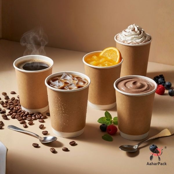 210 ML (7 oz) Kraft Double Wall Paper Cups Without Lid (Pack of 250) - Insulated Coffee & Beverage Cups