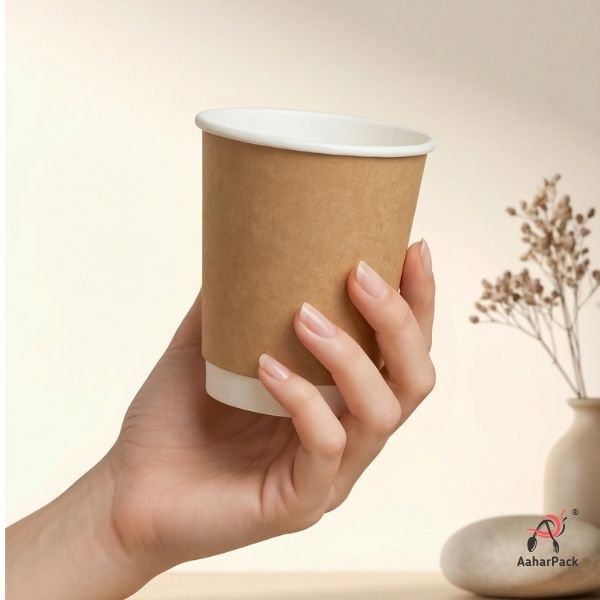 250 ML (8 oz) Kraft Double Wall Paper Cups Without Lid (Pack of 225) - Insulated Coffee & Beverage Cups