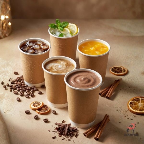 250 ML (8 oz) Kraft Double Wall Paper Cups Without Lid (Pack of 225) - Insulated Coffee & Beverage Cups