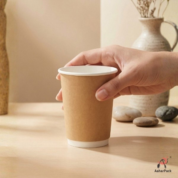 300 ML (10 oz) Kraft Double Wall Paper Cups Without Lid (Pack of 250) - Insulated Coffee & Beverage Cups