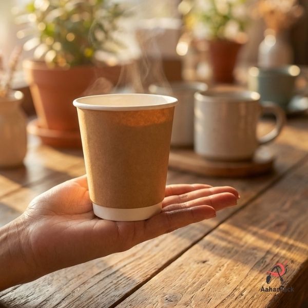 360 ML (12 oz) Kraft Double Wall Paper Cups Without Lid (Pack of 275) - Insulated Coffee & Beverage Cups