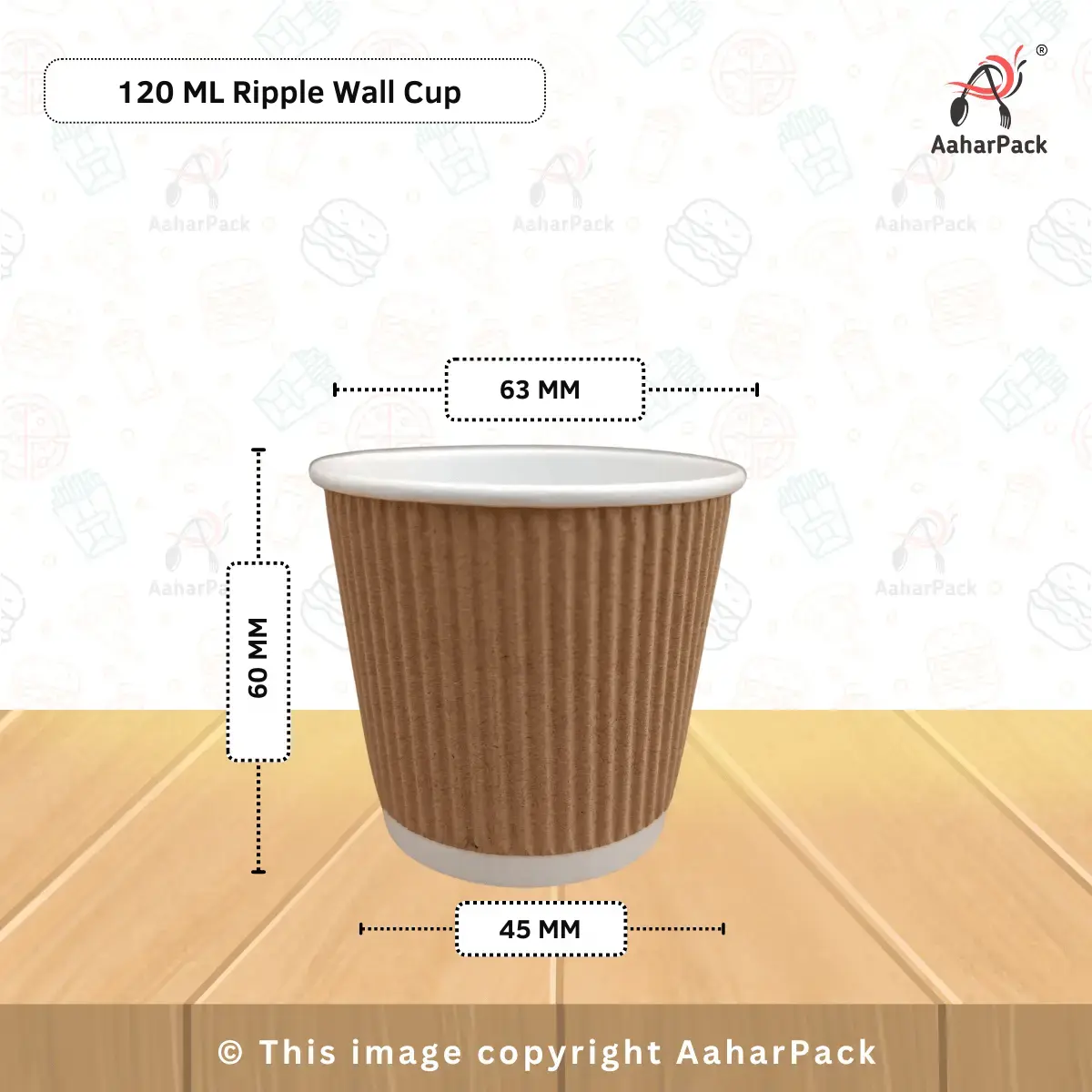 120 ML (4 oz) Kraft Ripple Wall Paper Cups with Lockable Black Lids (Pack of 300) - Spill-Proof Insulated Espresso & Tasting Cups