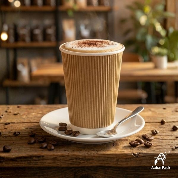 360 ML (12 oz) Kraft Ripple Wall Paper Cups Without Lid (Pack of 250) - Insulated Coffee & Beverage Cups