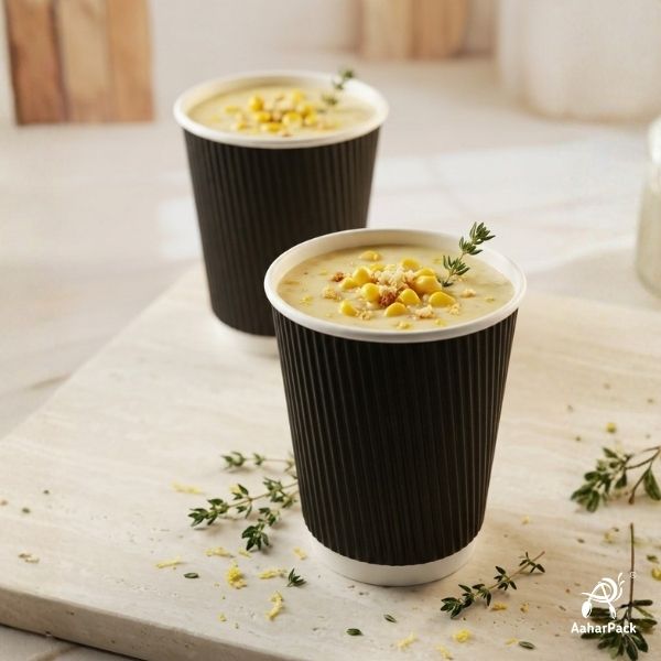 180 ML (6 oz) Black Ripple Wall Paper Cups Without Lid (Pack of 275) - Insulated Coffee & Beverage Cups