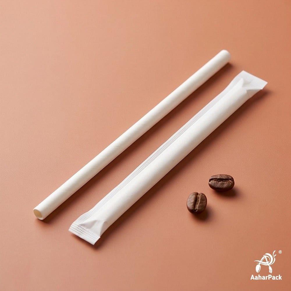 8mm White Individually Wrapped Paper Straws (Pack of 1000) - Wide-Bore Sog-Resistant Biodegradable Straws for Smoothies, Shakes & Frappes