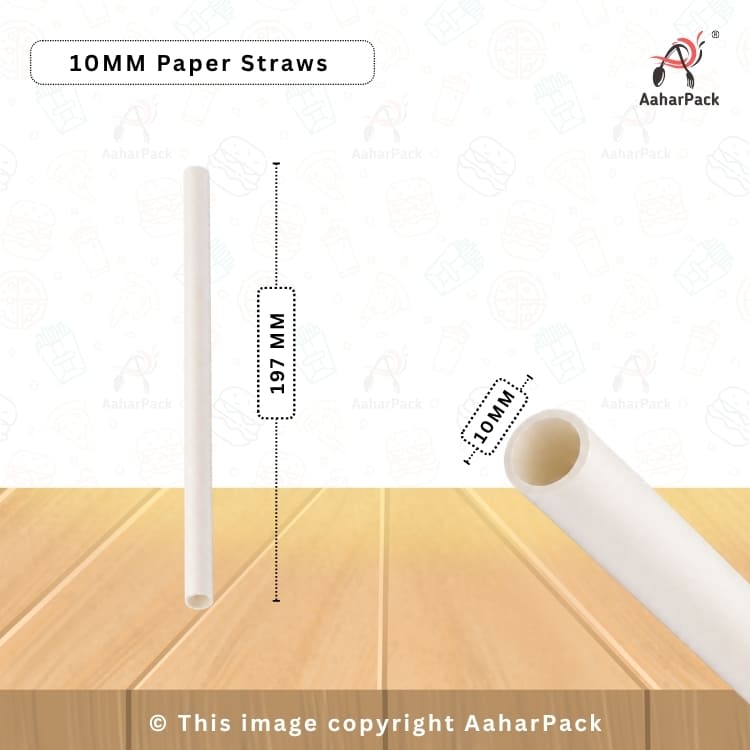 10mm White Individually Wrapped Paper Straws (Pack of 700) - Extra-Wide Boba & Thick Shake Biodegradable Drinking Straws for Cafes & Delivery